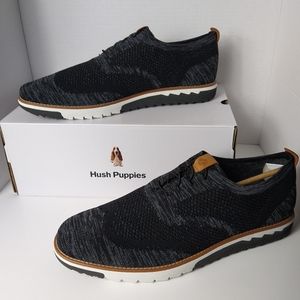 Hush Puppies Mens Expert Wingtip Knit Oxford Shoe Black Multi Size 14 Wide